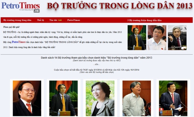 Thông báo rút ngắn thời gian cuộc bầu chọn “Bộ trưởng trong lòng dân”