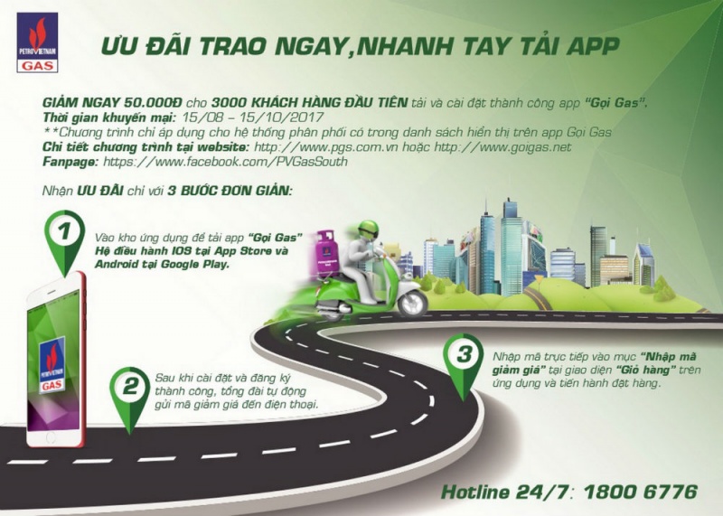 khuyen mai ung dung goi gas tai 27 tinh thanh pho