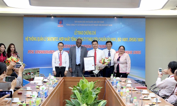 PTSC NHẬN CHỨNG CHỈ HỆ THỐNG QUẢN LÝ SK-AT-MT-CL HỢP NHẤT