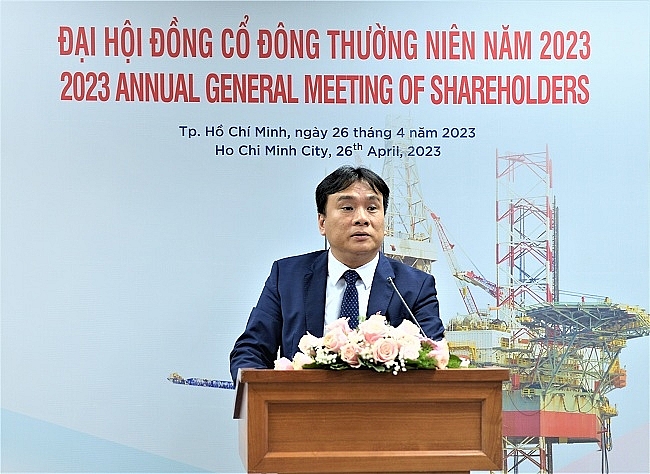 Tổng giám đốc PV Drilling Nguyễn Xuân Cường báo cáo tại Đại hội.