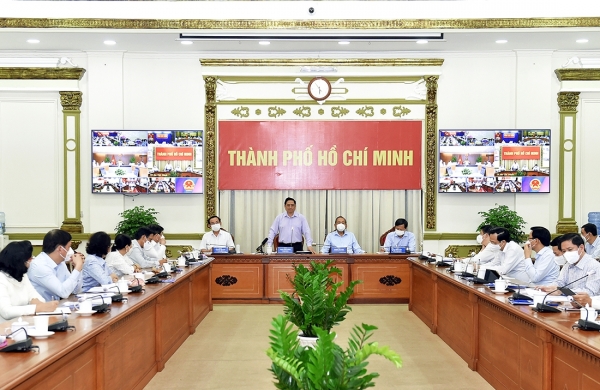 Thủ tướng Phạm Minh Chính chủ trì cuộc họp trực tuyến với TP HCM và 7 tỉnh về thực hiện mục tiêu kép - Vimarsana News