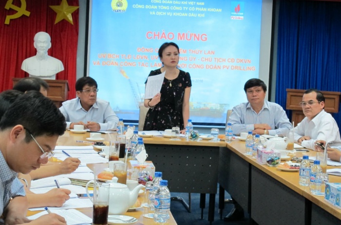 lanh dao cong doan dau khi viet nam lam viec voi pv drilling