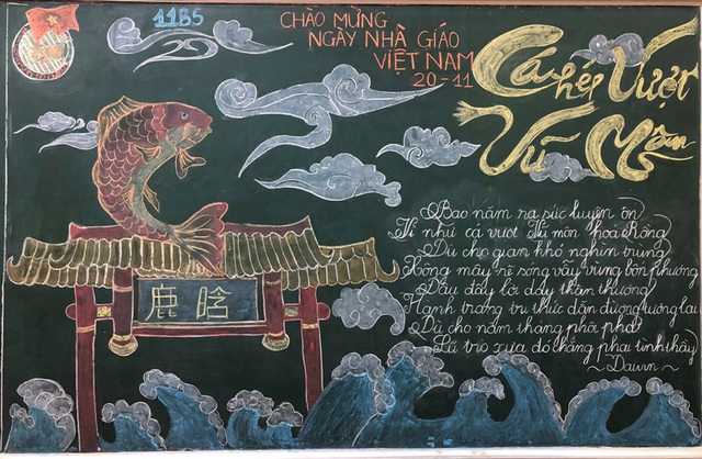 Độc đáo báo tường bằng... phấn vẽ trên bảng đen mừng Ngày Nhà giáo Việt Nam - 9