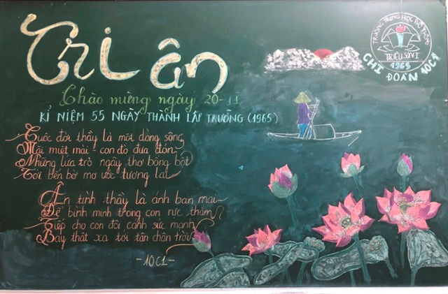Độc đáo báo tường bằng... phấn vẽ trên bảng đen mừng Ngày Nhà giáo Việt Nam - 3