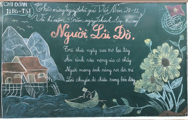 Độc đáo báo tường bằng... phấn vẽ trên bảng đen mừng Ngày Nhà giáo Việt Nam - 1