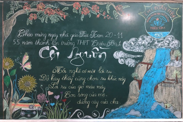 Độc đáo báo tường bằng... phấn vẽ trên bảng đen mừng Ngày Nhà giáo Việt Nam - 13