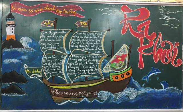Độc đáo báo tường bằng... phấn vẽ trên bảng đen mừng Ngày Nhà giáo Việt Nam - 10