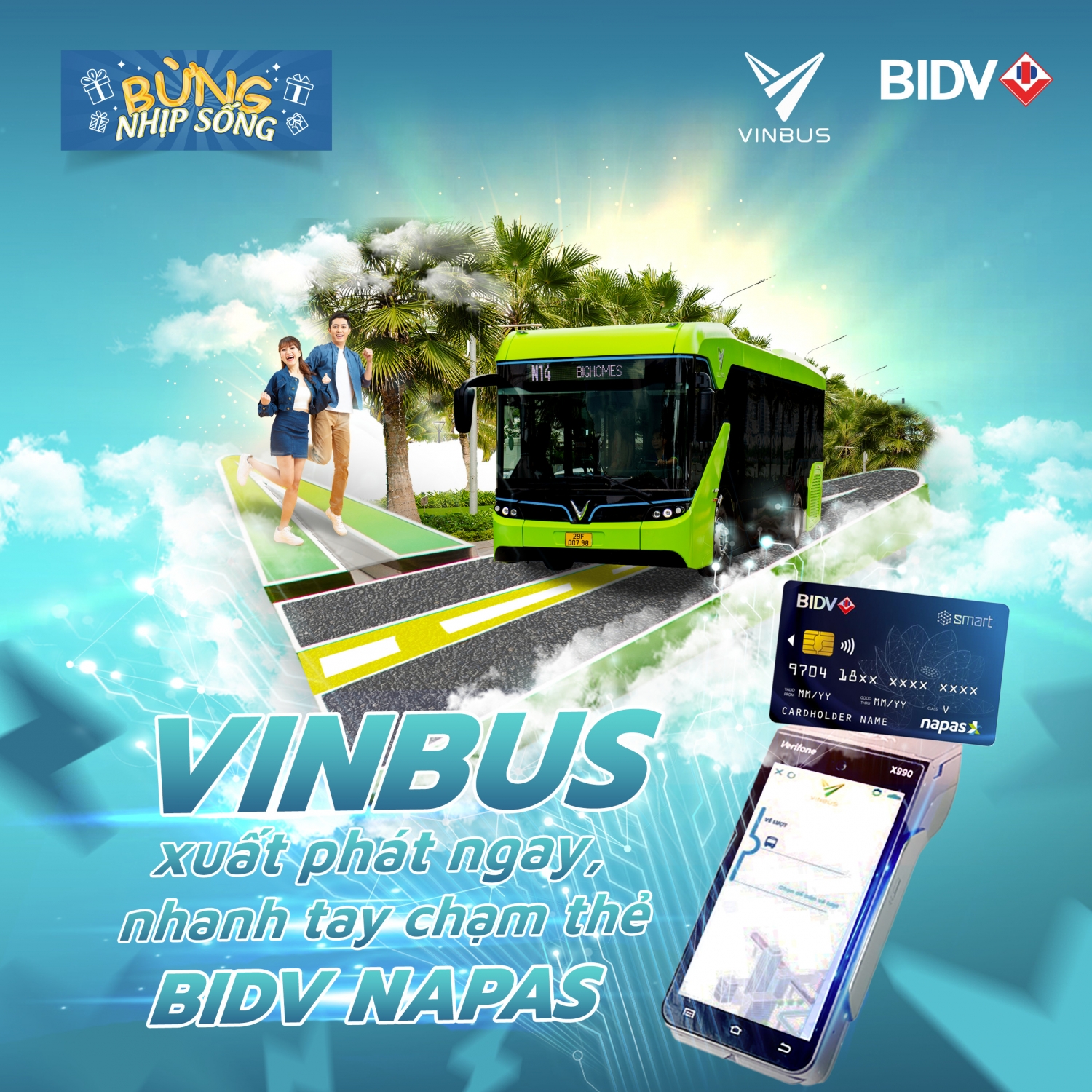 Dễ dàng mua vé buýt điện Thủ đô bằng thẻ BIDV NAPAS