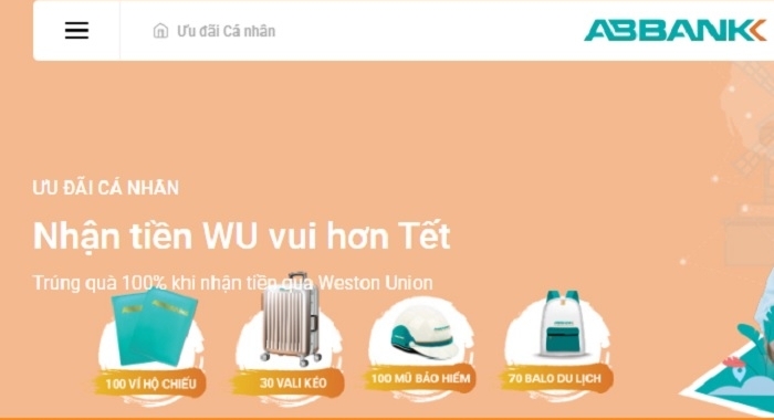 ABBank khuyến mại hấp dẫn khách hàng cá nhân với chương trình “Nhận tiền WU – Vui hơn Tết”
